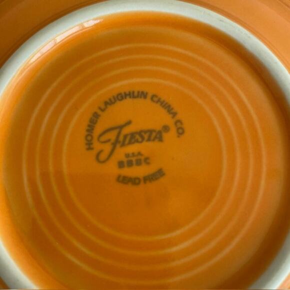 Fiesta Fiestaware Homer Laughlin China Orange Persimmon Teacup & Saucer - Picture 7 of 9